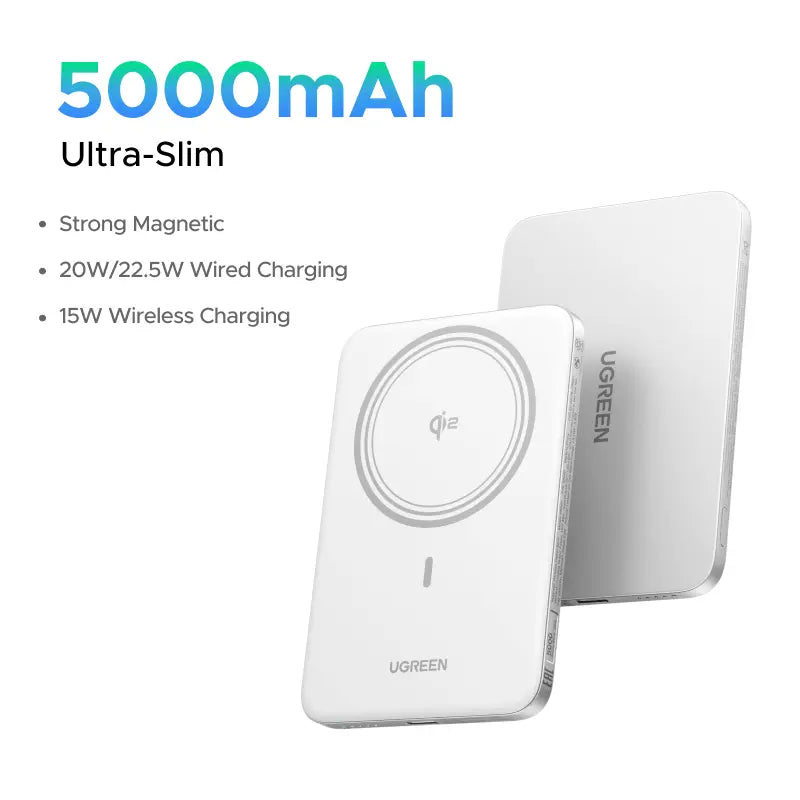 UGREEN QI2 Power Bank, 8.6Mm Ultra-Slim 5000Mah Magnetic Battery, 20W PD Fast Charging Portable Charger, Magsafe-Compatible External Battery for Iphone 17/16/15/14 Series, Grey,Dealsforyoudays