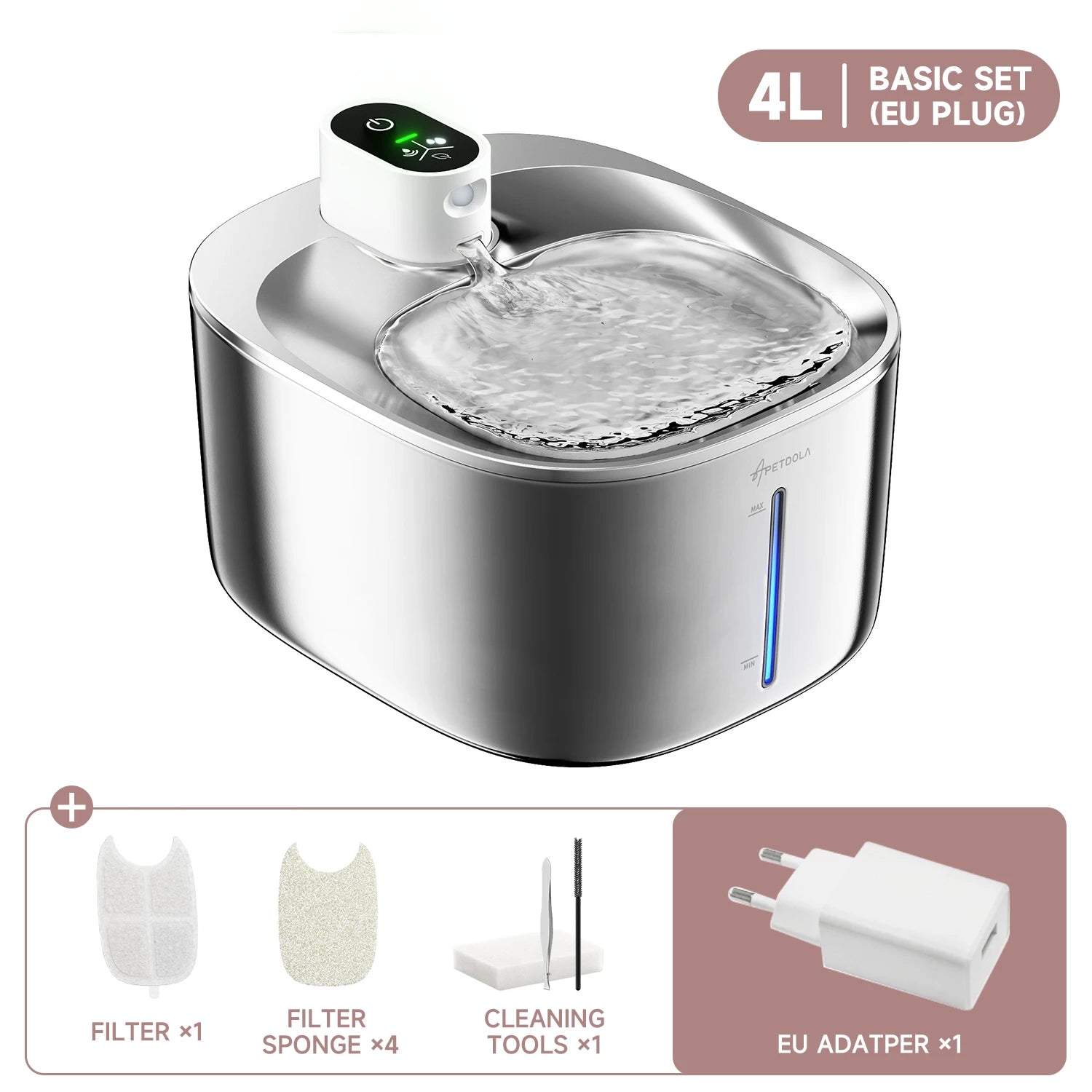 APETDOLA 4L Wireless Automatic Cat and Dog Water Fountain with Sensor Technology