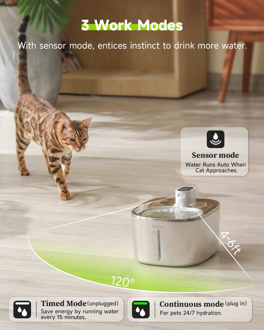 APETDOLA 4L Wireless Automatic Cat and Dog Water Fountain with Sensor Technology