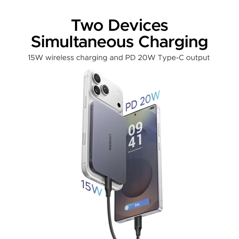 UGREEN QI2 Power Bank, 8.6Mm Ultra-Slim 5000Mah Magnetic Battery, 20W PD Fast Charging Portable Charger, Magsafe-Compatible External Battery for Iphone 17/16/15/14 Series, Grey,Dealsforyoudays