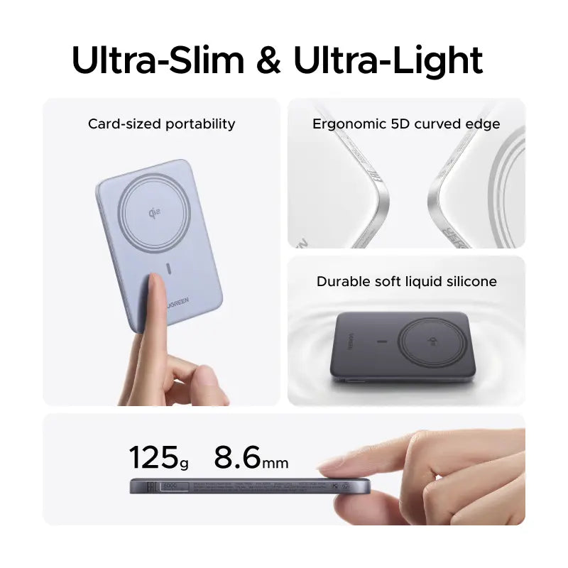 UGREEN QI2 Power Bank, 8.6Mm Ultra-Slim 5000Mah Magnetic Battery, 20W PD Fast Charging Portable Charger, Magsafe-Compatible External Battery for Iphone 17/16/15/14 Series, Grey,Dealsforyoudays